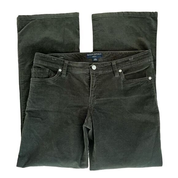 Banana Republic Green Velveteen Pants Ryan Fit Straight Leg Size 8 - Picture 1 of 6